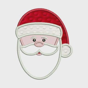 Santa Claus Face Christmas Applique: Machine Embroidery Design (4x4 & 5x7) Multi Formats Included Instant Download