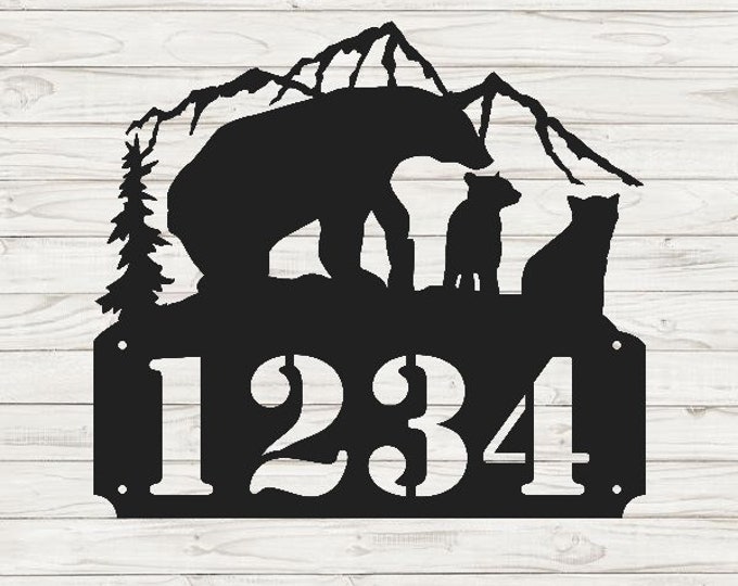Momma Bear Horizontal Home Address Sign | Custom Address Plaque | Rustic Address Plaque