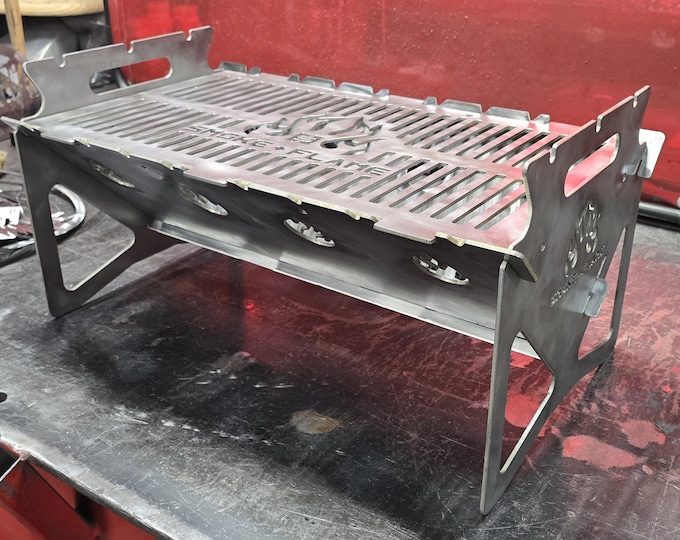 Collapsible Steel Grill | Customizable Flat-Pack BBQ | Outdoor / Camping / Tailgate Gear