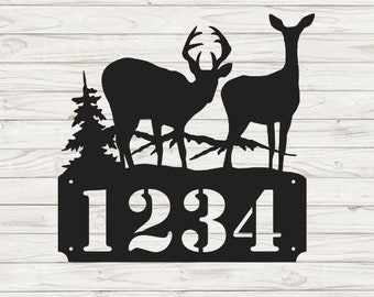 Blacktail Deer Horizontal Home Address Sign | Custom Address Plaque | Rustic Address Plaque