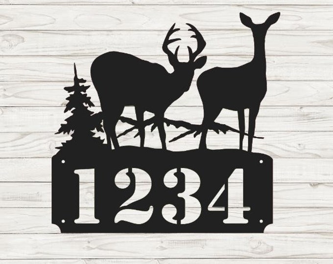 Blacktail Deer Horizontal Home Address Sign | Custom Address Plaque | Rustic Address Plaque