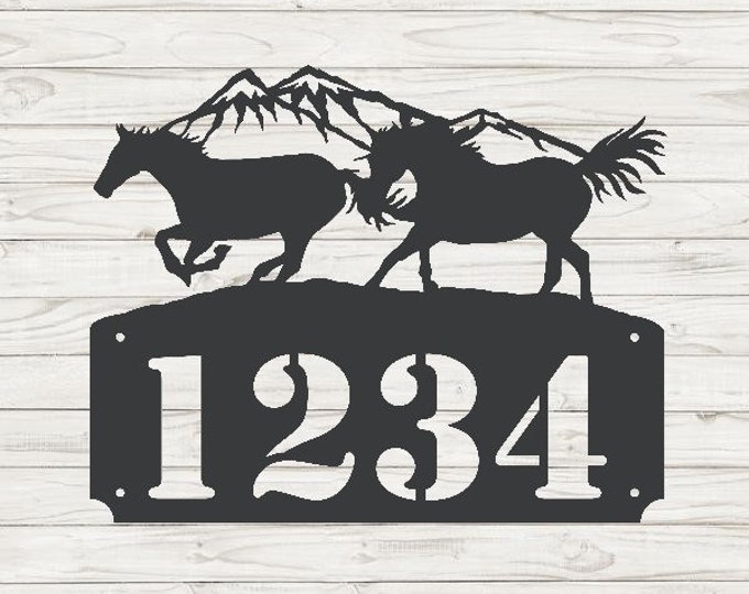 Mustang High Country Horizontal Home Address Sign | Custom Address Plaque | Rustic Address Plaque