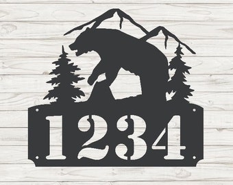 Papa Bear Horizontal Home Address Sign | Custom Address Plaque | Rustic Address Plaque