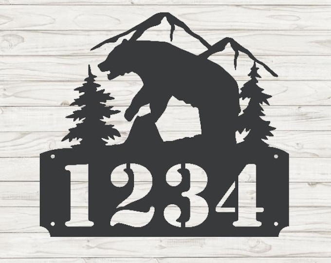 Papa Bear Horizontal Home Address Sign | Custom Address Plaque | Rustic Address Plaque