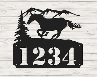 Stallion Horizontal Home Address Sign | Custom Address Plaque | Rustic Address Plaque