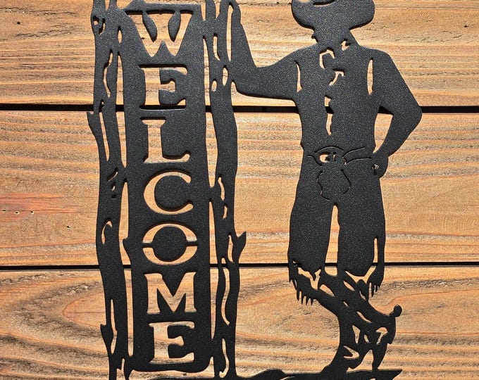 WELCOME SIGN | Standing Cowboy | Western