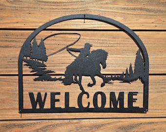WELCOME SIGN | Roping Cowboy | Western