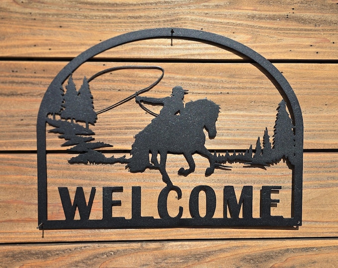 WELCOME SIGN | Roping Cowboy | Western