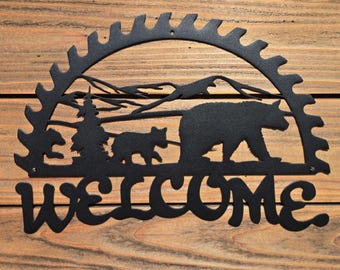 WELCOME SIGN | Bear & Cubs | Half Saw