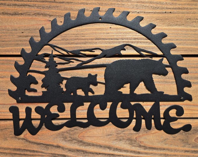 WELCOME SIGN | Bear & Cubs | Half Saw