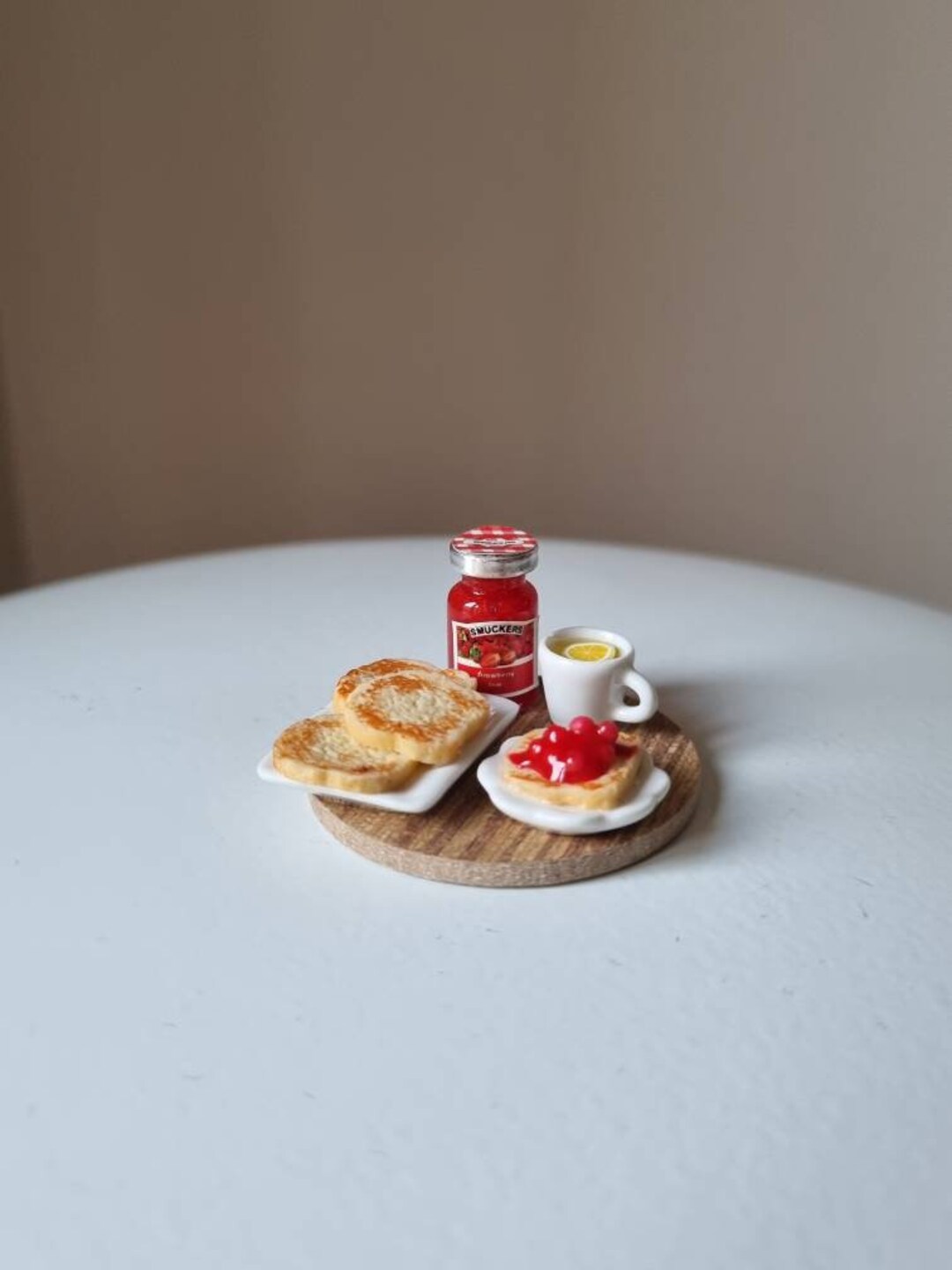 Dollhouse Mini Toast Bread Coffee Egg With Plate Model, Kitchen
