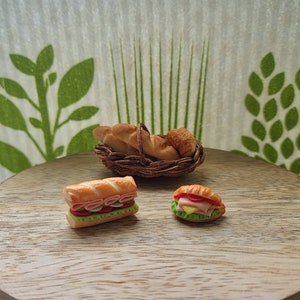 Dollshouse miniature sandwich / baguette/ croissant