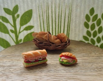 Dollshouse miniature sandwich / baguette/ croissant