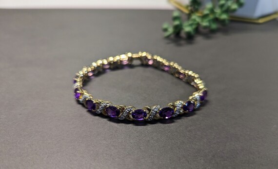 Amethyst and Diamond Bracelet 7 inches - image 2