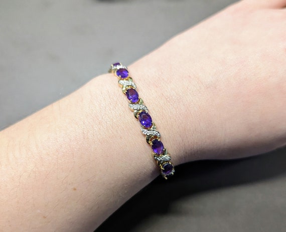 Amethyst and Diamond Bracelet 7 inches - image 1