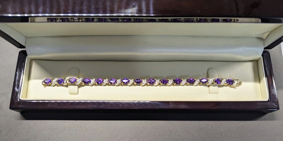 Amethyst and Diamond Bracelet 7 inches - image 3