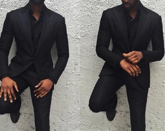 full black wedding suit