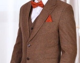 designer brown 3piece suit for men, customized suit for groom and groomsmen, prom suit, dinner suit, men's wedding suit, party wear suit