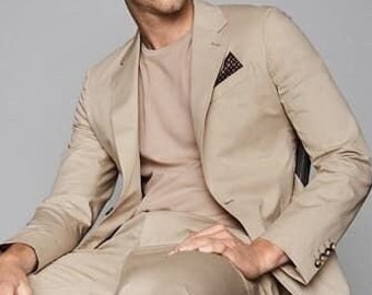 Beige Man suit-Summer Suit-2 Piece suit-Wedding suit-Dinner suit-Groomsmen suit-customized suit-prom suit-groom suit-formal suit