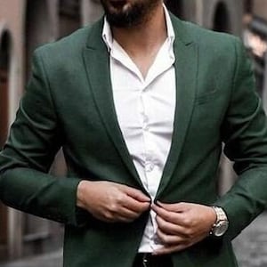 Green suit for men, 2 piece suit for prom, wedding, office wear, party wear, dinner suit, elegant suit for men, bespoke suit.