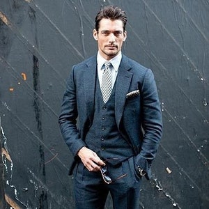 Blue Tweed Suit for Men Slim Fit and Formal Suit for Dinner - Etsy