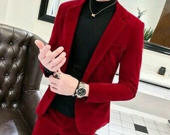 red formal suit