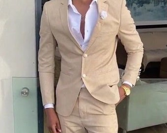 Beige suit for men, beach wedding suit, groomsmen suit, prom, dinner, office wear suit for men, groom wear suit