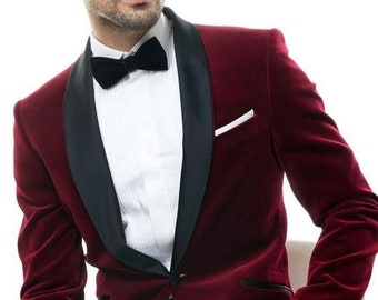 Maroon Velvet Blazer Wedding Blazer Groom Wear Suit Gift for - Etsy