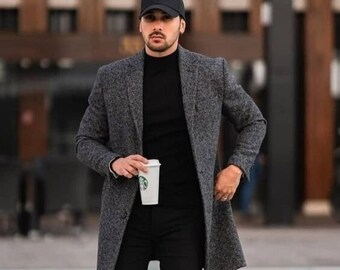 Manteau long gris foncé best sale