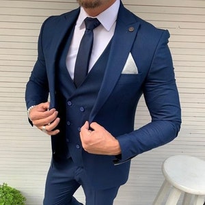 Buy Navy Blue Suit - Etsy