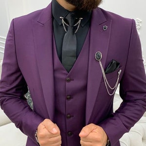 Man Purple Suit3 Piece Suitwedding Prom Dinner Party Wear - Etsy