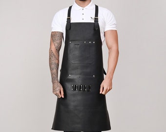 Leather Custom Logo Printing New barber salon hairstyle apron High Quality Custom Hand Made Heat Resistance men BBQ Work Tool