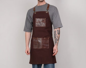 Genuine Canvas Leather Apron For men Apron For Blacksmith Kitchen Apron, Restaurant aprons, Gif for men Customized aprons