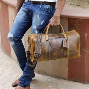 Handmade Leather Duffle Bag Large Travel Bag Mens Weekender - Etsy