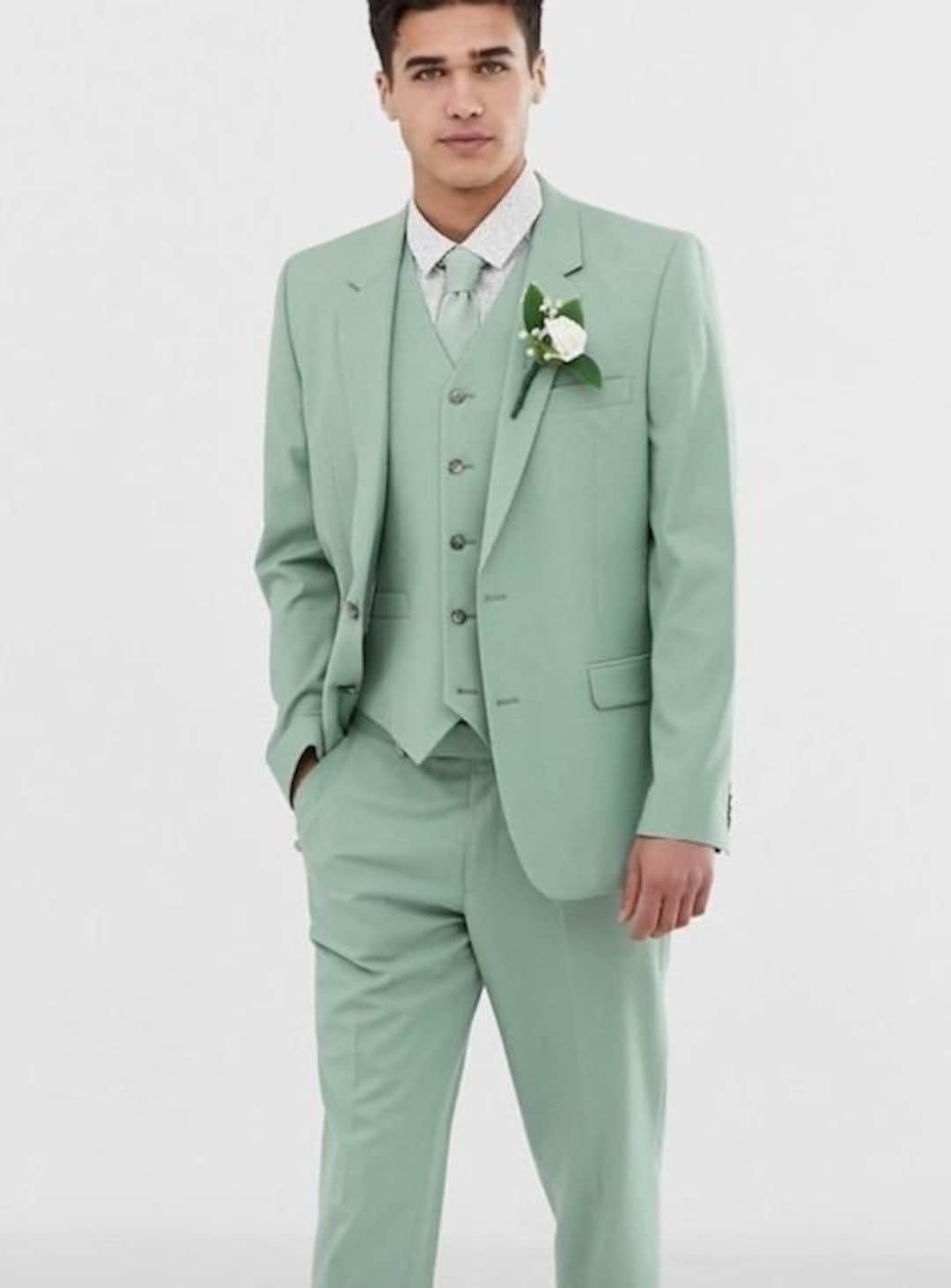 Light Green Suit for Men 3 Piece Suit for Groom and Etsy
