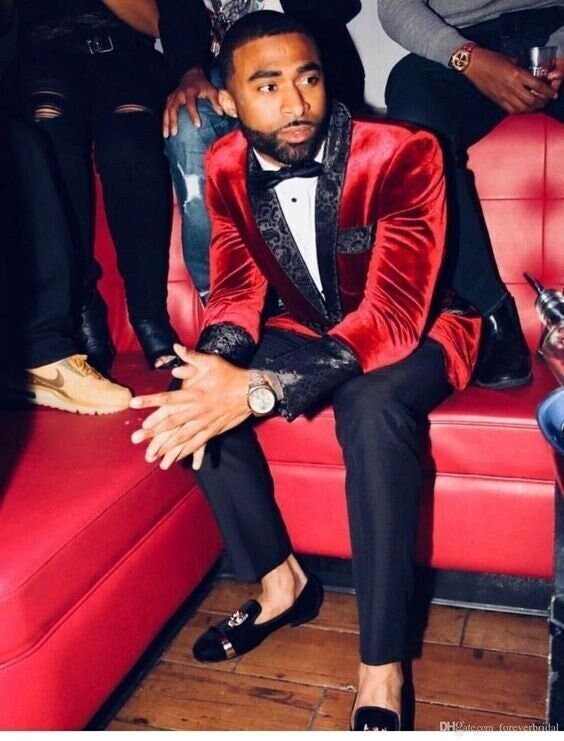 Traje rojo y negro hombre hotsell