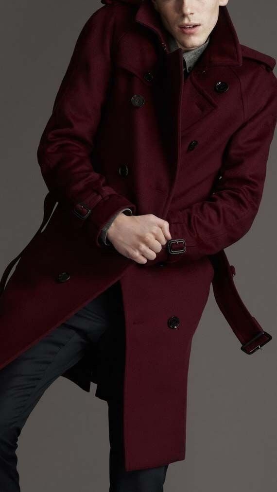 Burgundy overcoat deals