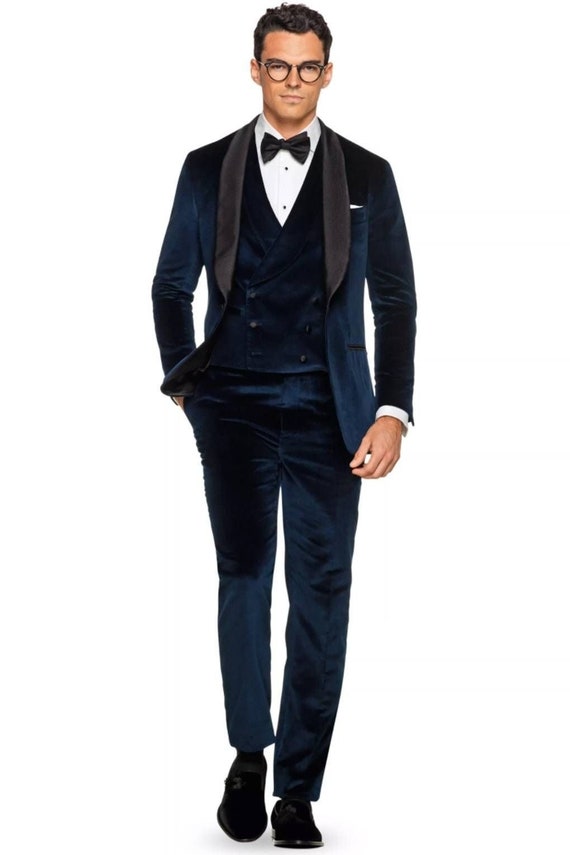 New Men's Suit Slim Fit Business 2 Piece Set Royal Velvet Jacket Pants Male  Wedding Groom Tailored Made Suit Blazer Anzug Herren - AliExpress