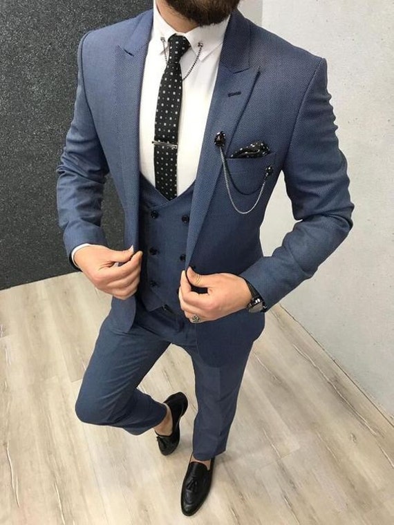 Men Blue Suits Summer Suit 3 Piece Suits Wedding Suitsmen | Etsy