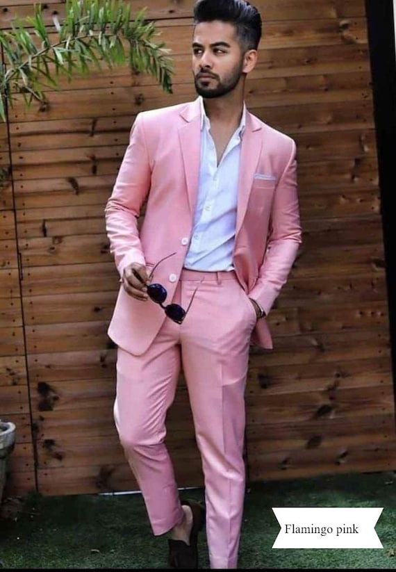 Por separado Persona australiana dormitar Traje rosa para hombre traje de 2 piezas para novio y - Etsy México