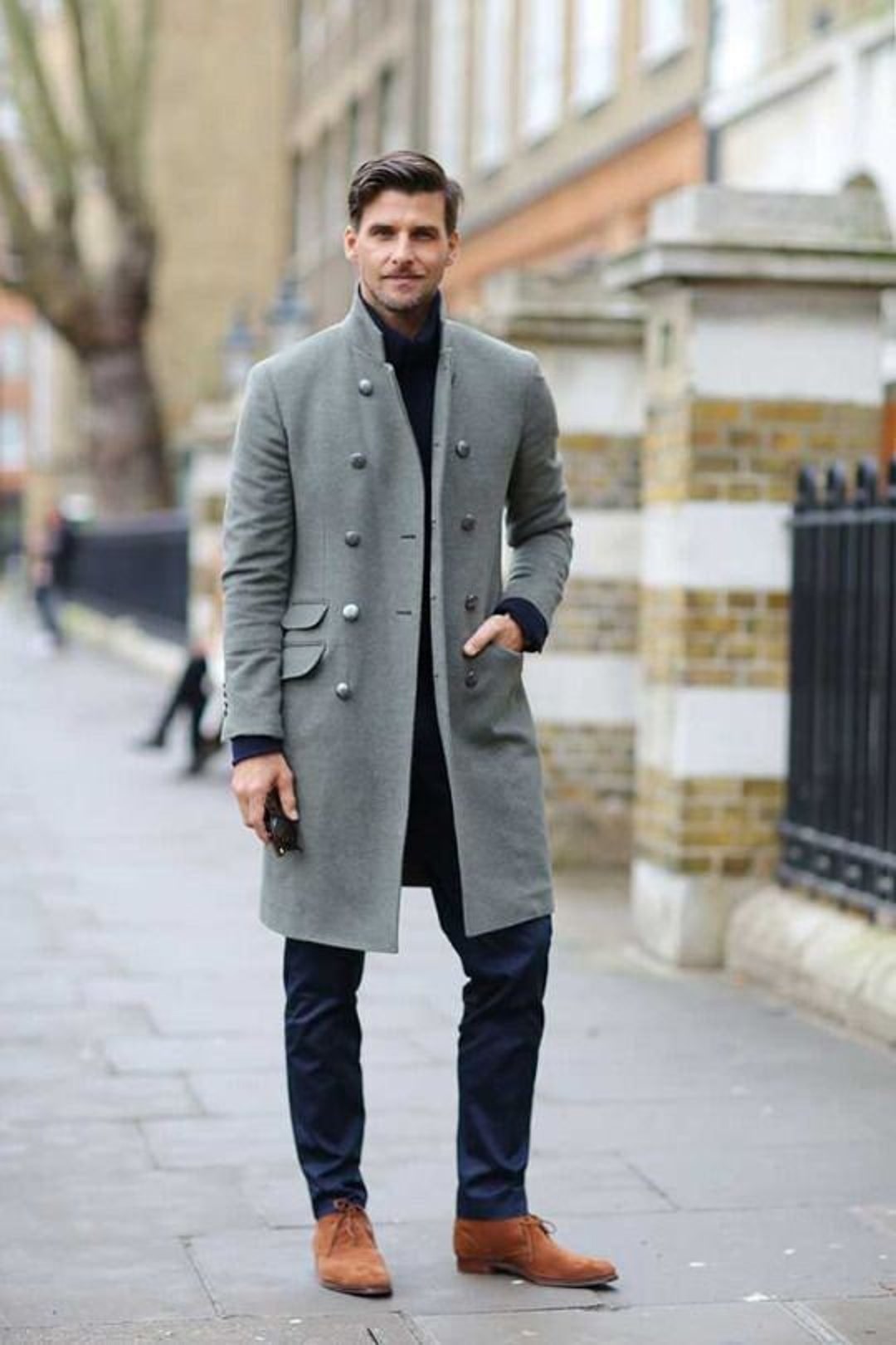 Man Grey Overcoat Vintage Long Trench Coatman New - Etsy