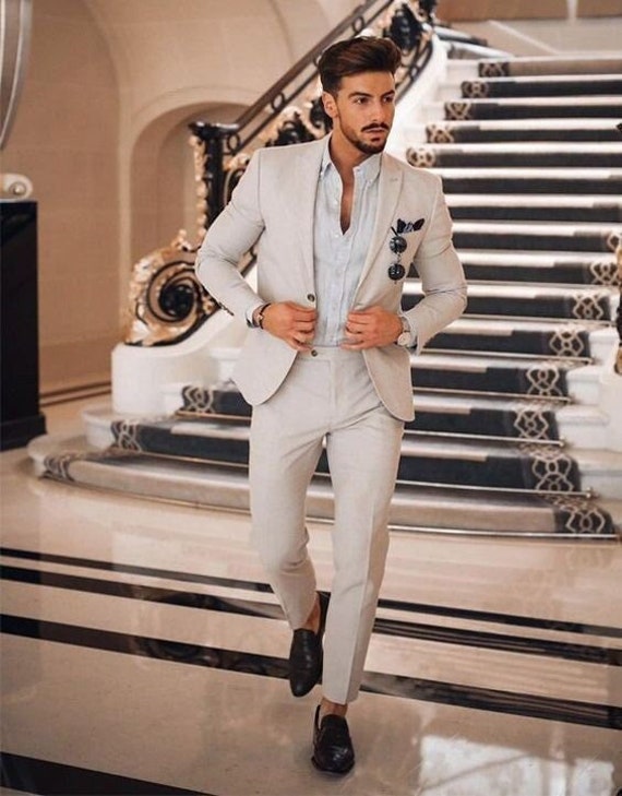 Men off White Suit, Summer Suit, 2 Piece Suits, Men Wedding Suits