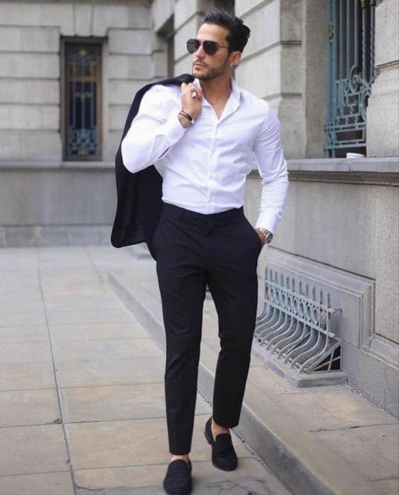 Hombres elegante camisa pantalón oficina usar - Etsy España