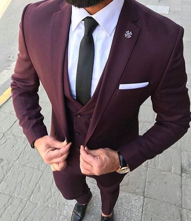 Men Suit Wine Color Groom Suit Summer Suit Piece Suits ...