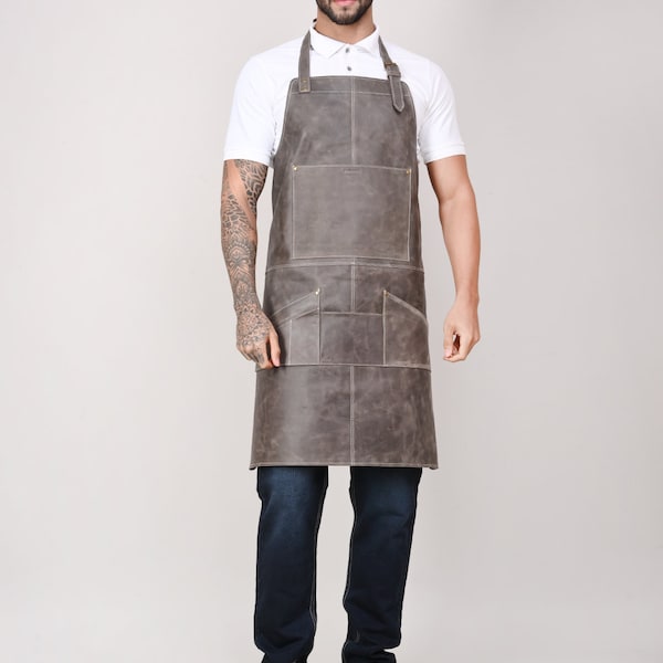 Tablier en cuir tablier en cuir avec poche meilleur cadeau pour hommes en gros logo personnalisé café restaurant tablier de barbier