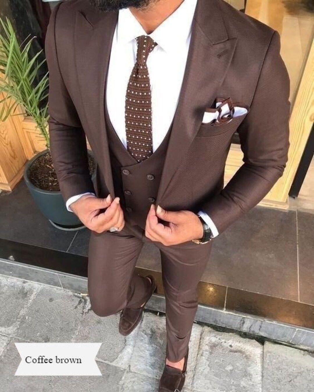 Simple Suit Design In Jam Satin Cotton Coffee Color