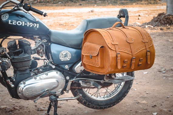 Bike Tool Bag Real Leather Vintage Motorcycle Sissy Bar Rear Bag