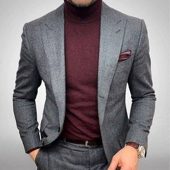 Men Suit 2 Piece, Grey Suits for Men, Slim Fit Suits, One Button