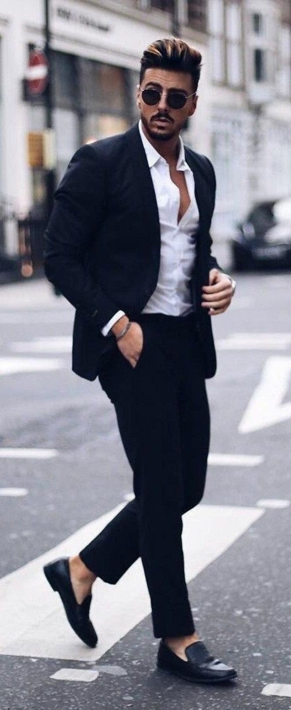 Men Black Suit Summer Wedding Suit 2 Piece Suit Men Wedding Etsy