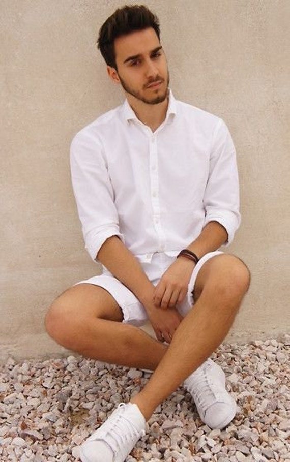 Camisa blanca para hombre ropa de fiesta de verano camisa de - Etsy México